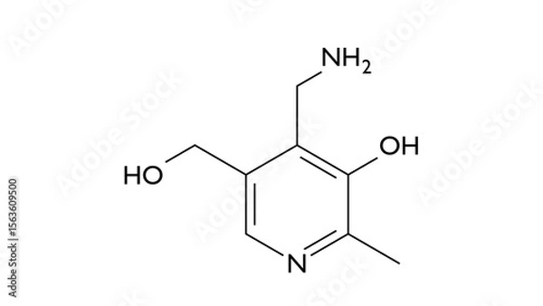 Fototapeta pyridoxamine molecule, structural chemical formula, ball-and-stick model, isolated image vitamin b6