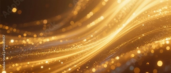 Fototapeta Golden Sparkling Waves with Bokeh Effect
