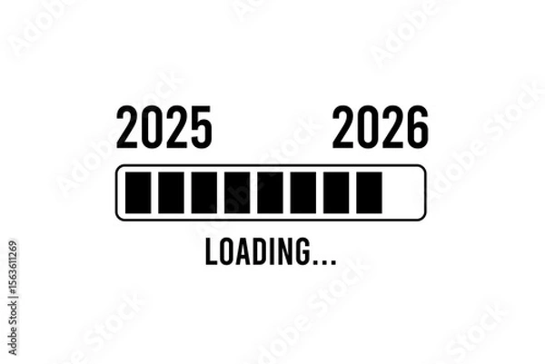 Obraz Loading process ahead of new year 2026. Symbol of new year 2026 celebration. Creative festive banner with trendy design.