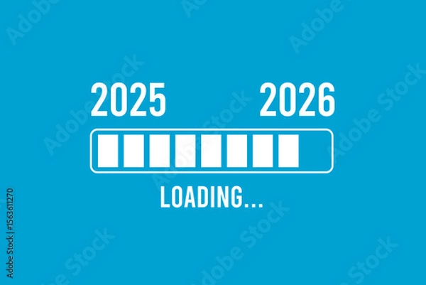 Obraz Loading process ahead of new year 2026. Symbol of new year 2026 celebration. Creative festive banner with trendy design.