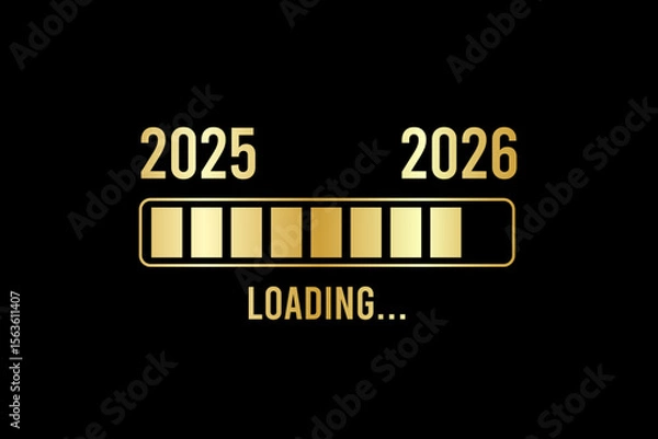 Obraz Loading process ahead of new year 2026. Symbol of new year 2026 celebration. Creative festive banner with trendy design.