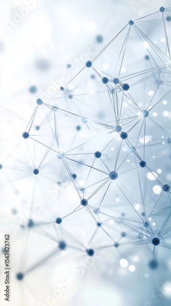 Fototapeta Abstract polygonal mesh with interconnected glowing nodes, futuristic data network, tech concept, white background