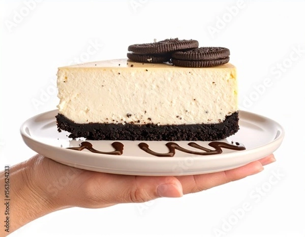 Obraz Hand Holding Oreo Cheesecake Slice
