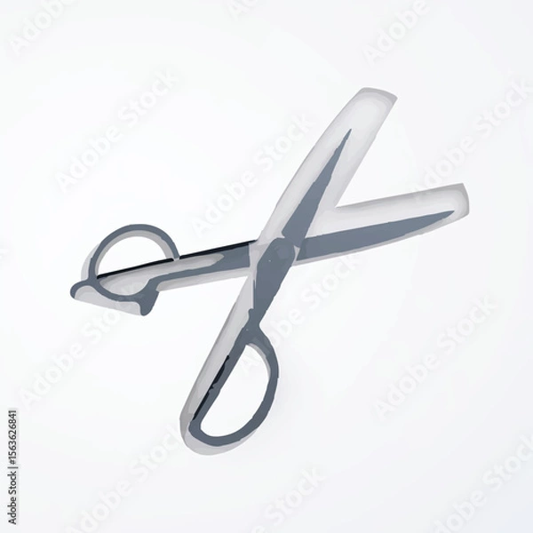 Obraz Gray Scissors Open on White Background

