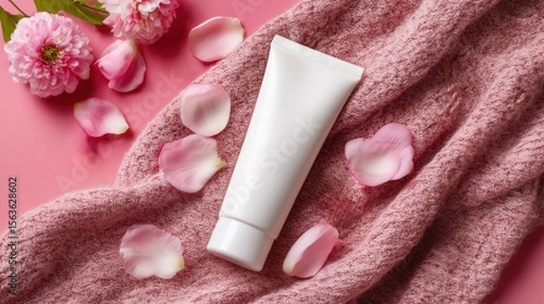 Obraz Concept of relaxation and indulgence, as the lotion tube