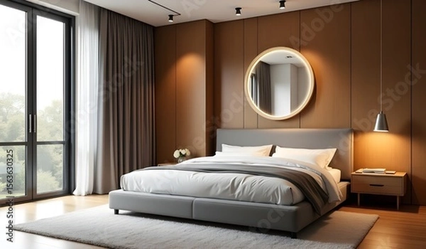 Fototapeta Interior Decor of Bedroom Featuring a Bed