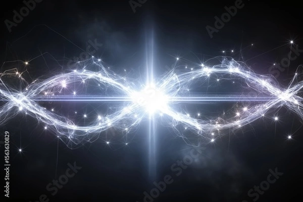 Fototapeta Bright, swirling light waves create a dynamic and ethereal background effect.