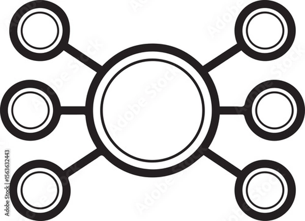 Obraz Abstract Hub Spoke, Data Hub Symbols, Centralized Node Design, Abstract Tech Icons, Digital Connection, data flow