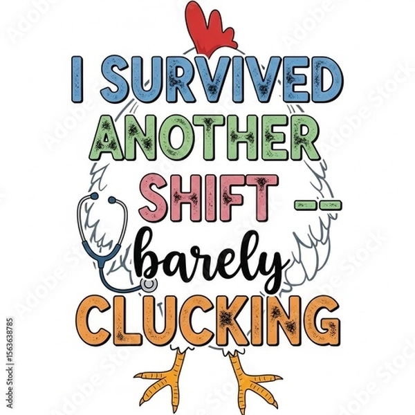 Fototapeta I Survived Another Shift - Barely Clucking Nurse Chicken Humor