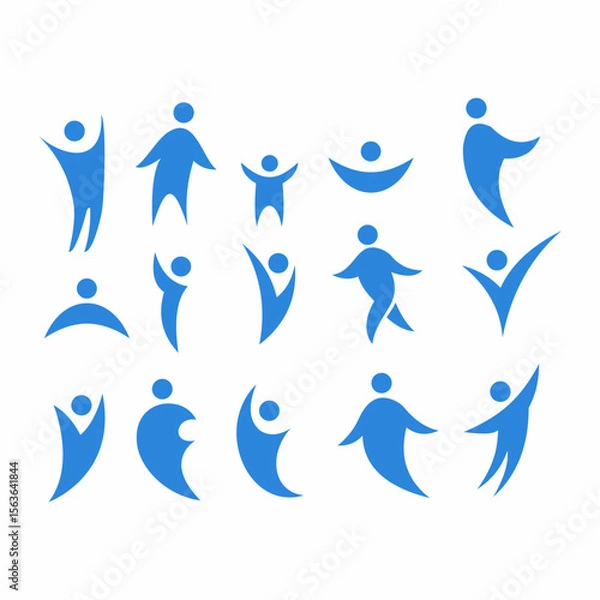 Fototapeta Abstract blue man for business logo decoration. set of vector illustrations. Icon on white background.