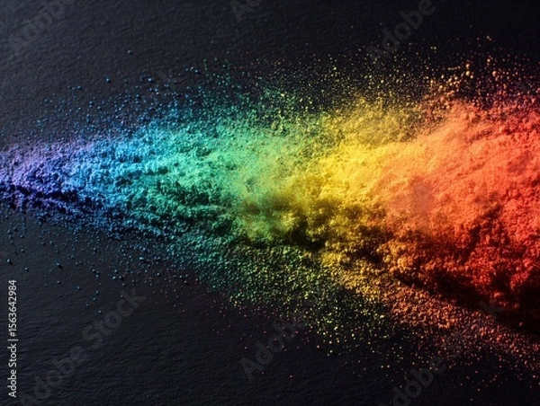 Obraz Colorful powder is spread out on a black surface