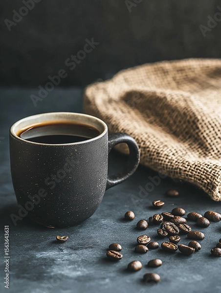 Fototapeta Brewing bold flavors coffee beans in a rustic setting