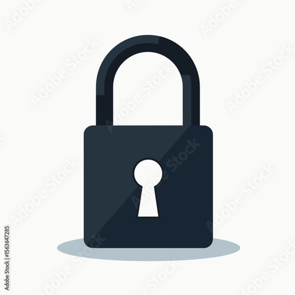 Obraz Simple Flat Design Illustration of a Black Padlock Representing Security and Protection