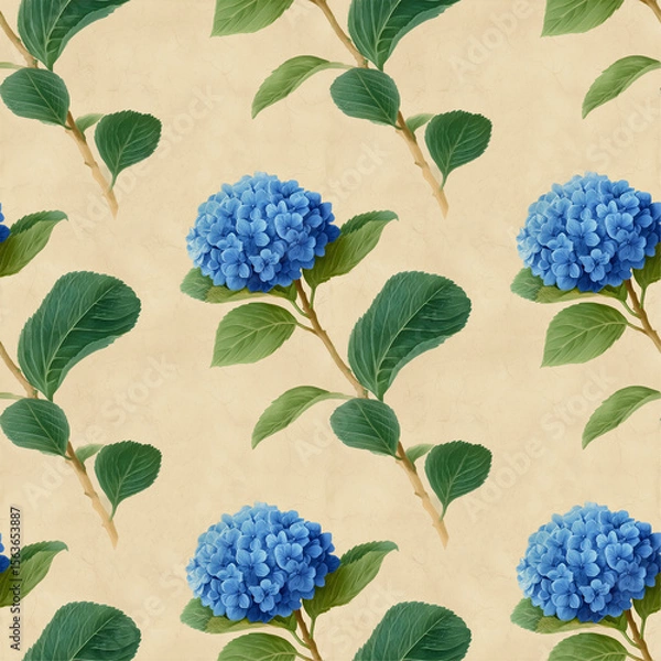 Obraz blue Hydrangea seamless pattern background