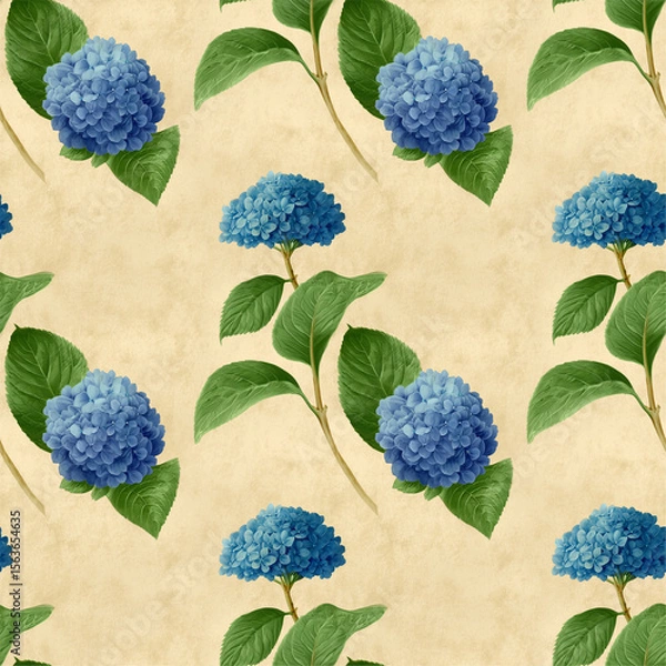 Obraz blue Hydrangea seamless pattern background