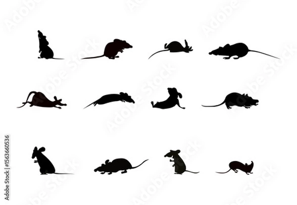 Obraz Mouse silhouette icon vector illustration set for logo.
