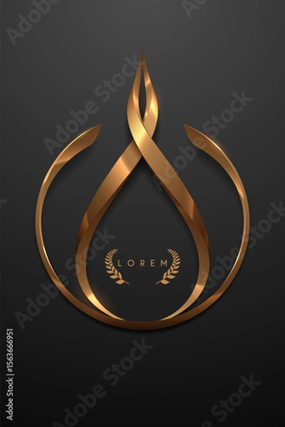 Fototapeta Golden shapes template on black background