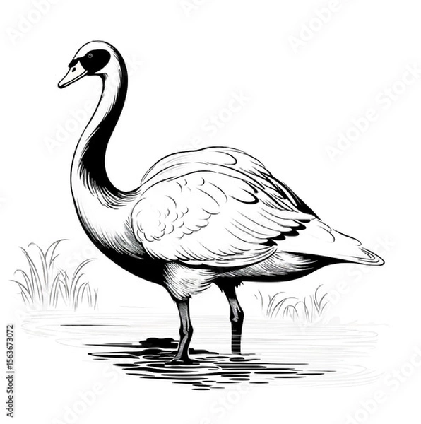 Obraz Painting of a black swan in the river
