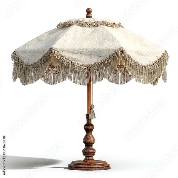 Obraz Elegant parasol with fringe, perfect for outdoor settings.