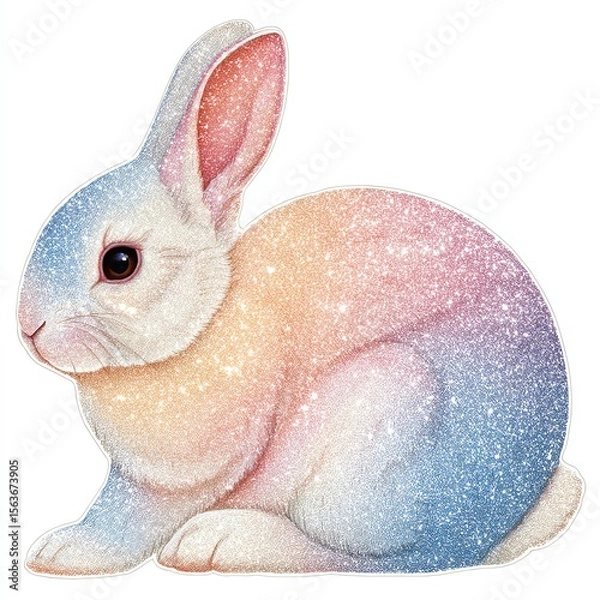 Obraz Colorful illustration of a rabbit with artistic detailing.