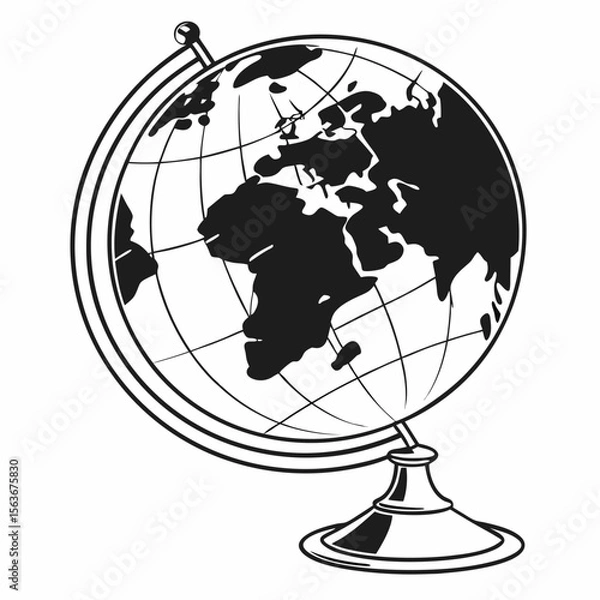 Fototapeta "Website Globe Vector - Generative AI & Linocut Silhouette Design"