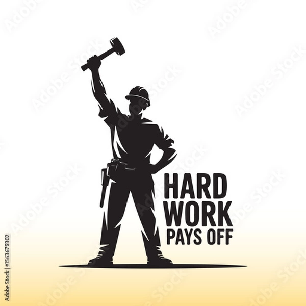 Obraz  Construction Worker Labor Day Silhouette Vector