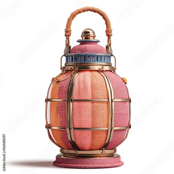 Obraz Vintage lantern with intricate design and handle for illumination.