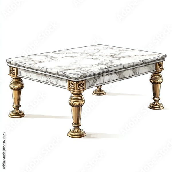 Obraz Elegant marble table with ornate legs and detailed design.