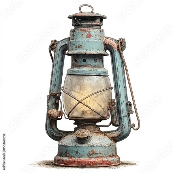 Obraz Vintage oil lantern with a weathered appearance.