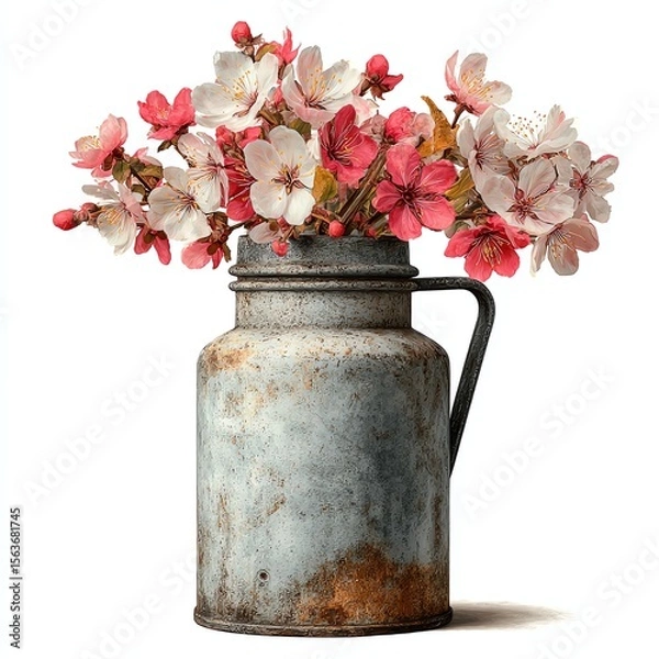 Obraz Vintage vase filled with blooming flowers in soft colors.