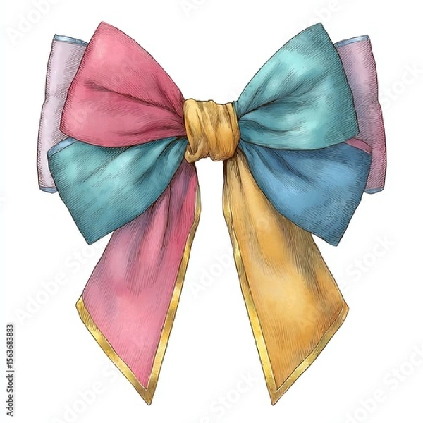 Obraz Colorful ribbon bow illustration with a whimsical design.