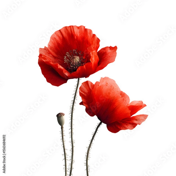 Obraz Red Poppy Flowers, isolated on transparent background