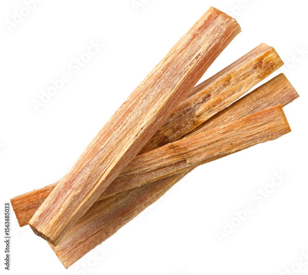 Fototapeta Cedar wood sticks isolated on white background, top view.