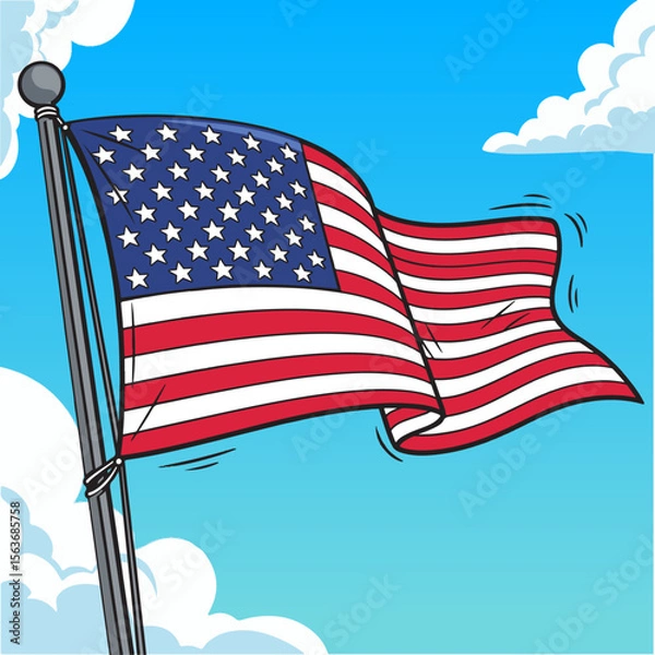 Obraz Flag USA Vector Cartoon