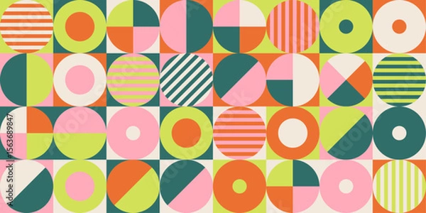 Fototapeta  Colorful geometric pattern with stripes and circles