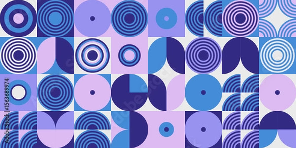 Fototapeta Geometric pattern with concentric circles and half-moons
