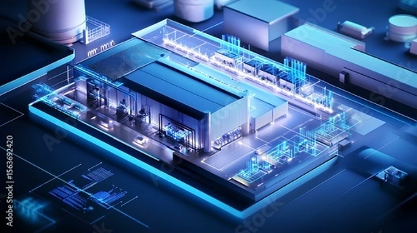 Fototapeta Microchip Factory: Explore a sophisticated microchip factory, showcasing the intricacies of a modern manufacturing process. A detailed look into technology and production.