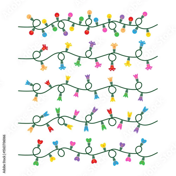 Fototapeta Christmas light bulbs on white background. Xmas light strings. Vector illustration EPS 10.