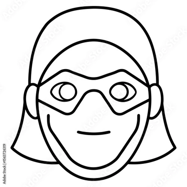 Fototapeta Face Mask Outline Vector | Generative AI & Linocut Silhouette Design