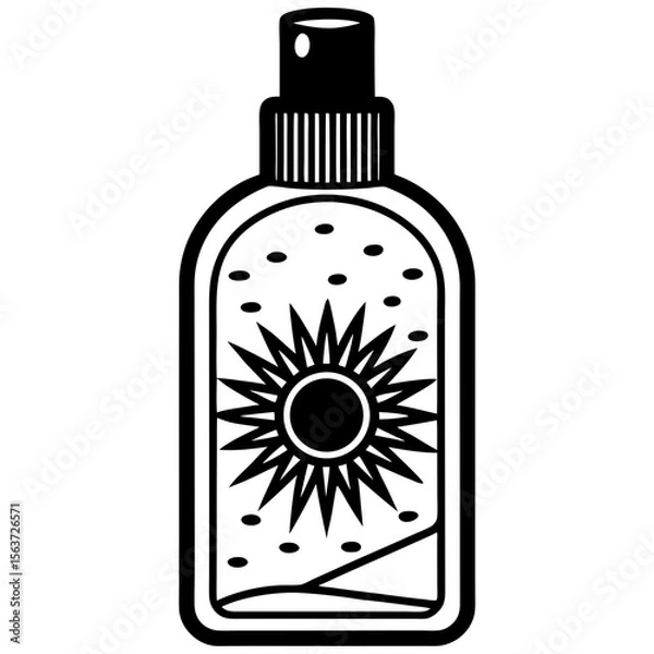 Fototapeta Natural Sunscreen Vector | Generative AI Outline & Linocut Silhouette Design