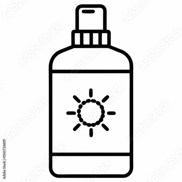 Fototapeta Natural Sunscreen Vector | Generative AI Outline & Linocut Silhouette Design