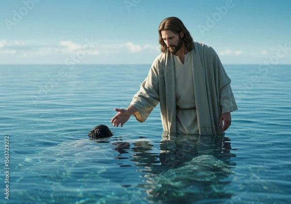 Fototapeta Jesus saving me from drowning