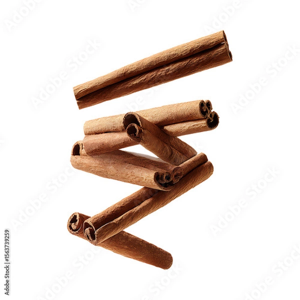 Fototapeta cinnamon stick floating on transparent background PNG