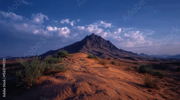 Obraz Dramatic Evening Light Casting Shadows Across a Desert Field