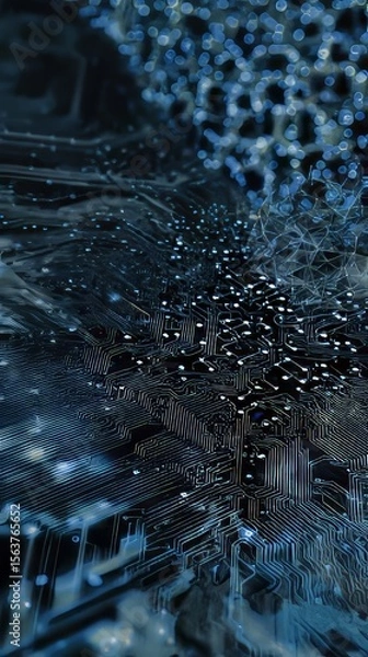 Obraz Abstract Bubbles: Fluid Depths of Blue Digital Design in Modern Symmetry