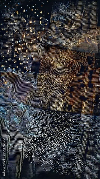 Obraz Abstract Digital Artwork: Textured Modern Aesthetics and Nighttime Ambiance