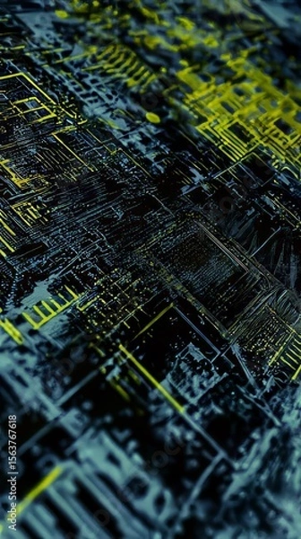 Obraz Neon Circuit Board Patterns: Vibrant High-Tech Abstract Digital Art