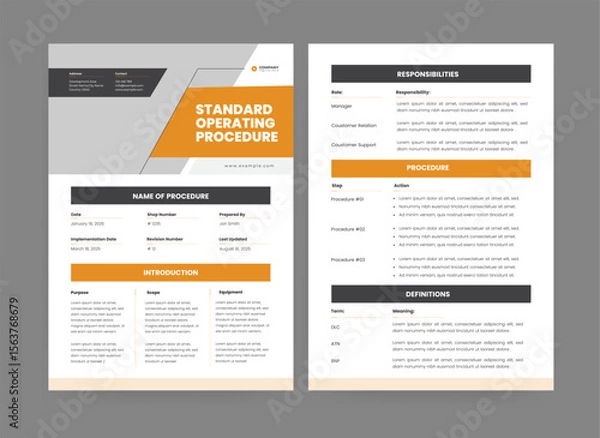 Fototapeta Standard Operating Procedure, Pamphlet Template, Standard Operating Procedure Flyer Design