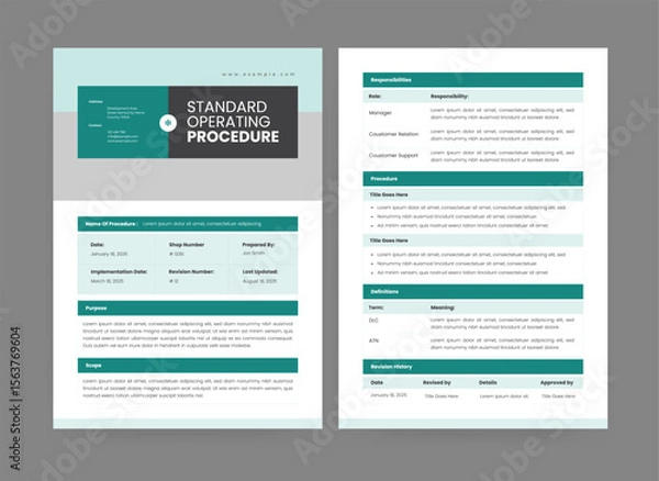Fototapeta Standard Operating Procedure Design, Pamphlet template 