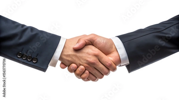 Fototapeta Business handshake showing agreement and partnership between people in formal attire